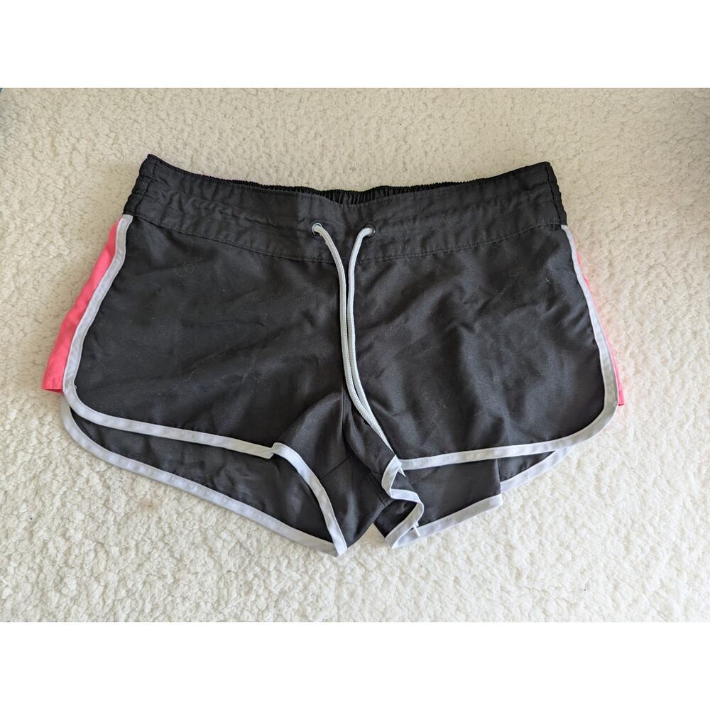 Old Navy Womens Black Pink Dolphin Running Shorts Size M Elastic Waist 118468-00